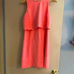Loft coral scalloped dress